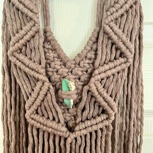 Handmade Macramé Wall Hanging with Stone Accent